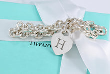 Load image into Gallery viewer, Tiffany &amp; Co. Silver Letter &quot;H&quot; Engraved Heart Charm Bracelet
