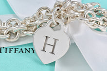 Load image into Gallery viewer, Tiffany &amp; Co. Silver Letter &quot;H&quot; Engraved Heart Charm Bracelet
