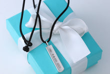 Load image into Gallery viewer, Tiffany &amp; Co. 1837 18K White Gold Bar Pendant on 18&#39;&#39; Silk Cord
