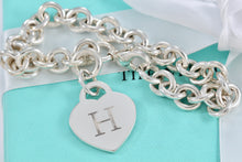 Load image into Gallery viewer, Tiffany &amp; Co. Silver Letter &quot;H&quot; Engraved Heart Charm Bracelet
