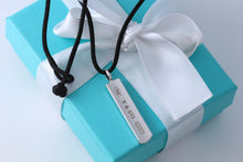 Load image into Gallery viewer, Tiffany &amp; Co. 1837 18K White Gold Bar Pendant on 18&#39;&#39; Silk Cord
