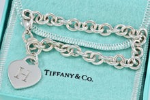Load image into Gallery viewer, Tiffany &amp; Co. Silver Letter &quot;H&quot; Engraved Heart Charm Bracelet
