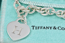 Load image into Gallery viewer, Tiffany &amp; Co. Silver Letter &quot;H&quot; Engraved Heart Charm Bracelet
