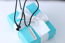 Load image into Gallery viewer, Tiffany &amp; Co. 1837 18K White Gold Bar Pendant on 18&#39;&#39; Silk Cord
