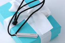 Load image into Gallery viewer, Tiffany &amp; Co. 1837 18K White Gold Bar Pendant on 18&#39;&#39; Silk Cord
