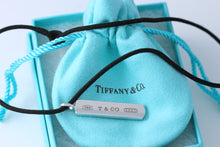 Load image into Gallery viewer, Tiffany &amp; Co. 1837 18K White Gold Bar Pendant on 18&#39;&#39; Silk Cord
