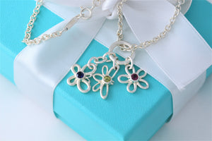 Tiffany & Co. Nature Silver Gemstone Butterfly, Dragonfly and Flower Necklace