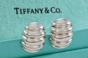 Tiffany & Co. Silver Caterpillar Button Dome Earrings Vintage