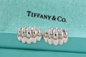 Tiffany & Co. Silver Caterpillar Button Dome Earrings Vintage