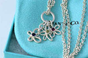 Tiffany & Co. Nature Silver Gemstone Butterfly, Dragonfly and Flower Necklace