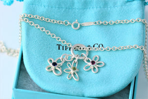 Tiffany & Co. Nature Silver Gemstone Butterfly, Dragonfly and Flower Necklace