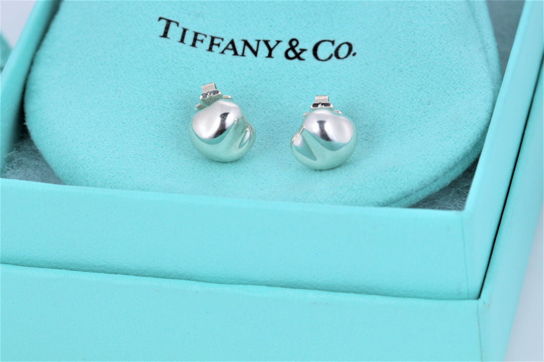 Tiffany & Co. Elsa Peretti Silver Nugget Bean Stud Earrings