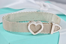 Load image into Gallery viewer, Tiffany &amp; Co. Mesh Silver Heart Buckle Belt Bracelet
