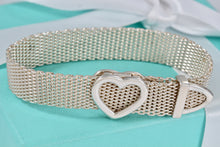Load image into Gallery viewer, Tiffany &amp; Co. Mesh Silver Heart Buckle Belt Bracelet
