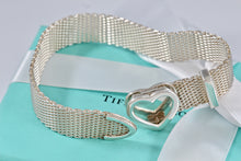 Load image into Gallery viewer, Tiffany &amp; Co. Mesh Silver Heart Buckle Belt Bracelet
