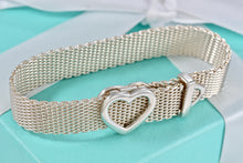 Load image into Gallery viewer, Tiffany &amp; Co. Mesh Silver Heart Buckle Belt Bracelet
