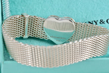 Load image into Gallery viewer, Tiffany &amp; Co. Mesh Silver Heart Buckle Belt Bracelet
