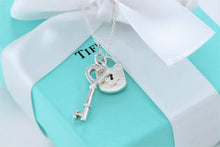 Load image into Gallery viewer, Tiffany &amp; Co. Silver Small 1&quot; Heart Key &amp; Keyhole Padlock Necklace
