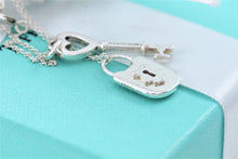 Load image into Gallery viewer, Tiffany &amp; Co. Silver Small 1&quot; Heart Key &amp; Keyhole Padlock Necklace
