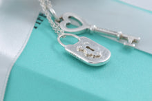Load image into Gallery viewer, Tiffany &amp; Co. Silver Small 1&quot; Heart Key &amp; Keyhole Padlock Necklace
