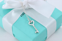 Load image into Gallery viewer, Tiffany &amp; Co. Silver Small Heart Key 1&quot; Pendant Necklace
