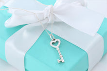 Load image into Gallery viewer, Tiffany &amp; Co. Silver Small Heart Key 1&quot; Pendant Necklace
