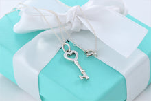 Load image into Gallery viewer, Tiffany &amp; Co. Silver Small Heart Key 1&quot; Pendant Necklace
