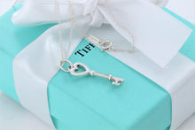 Load image into Gallery viewer, Tiffany &amp; Co. Silver Small Heart Key 1&quot; Pendant Necklace
