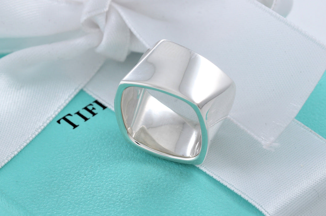 Tiffany & Co. Silver Frank Gehry Silver Wide Square Torque Ring
