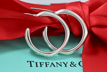 Load image into Gallery viewer, Tiffany &amp; Co. Silver Square Cushion Hoop Earrings
