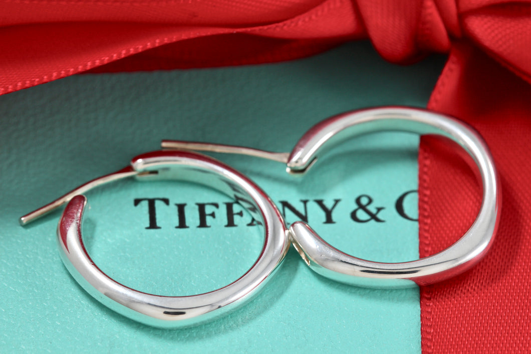 Tiffany & Co. Silver Square Cushion Hoop Earrings