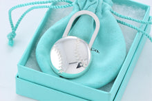 Load image into Gallery viewer, Tiffany &amp; Co. Silver Baseball Padlock Key Ring Keychain
