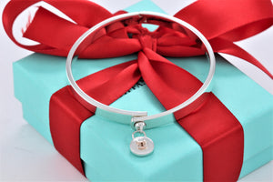 Tiffany & Co. 18K Gold & Silver Round Keyhole Lock Hinged Bangle Bracelet