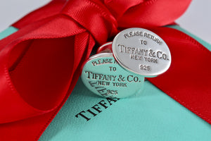 Return To Tiffany & Co. Mens Silver Oval Cufflinks