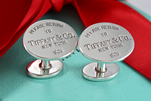 Return To Tiffany & Co. Mens Silver Oval Cufflinks