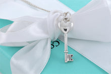 Load image into Gallery viewer, Tiffany &amp; Co. Silver Small Diamond Heart Key Pendant Necklace
