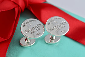 Return To Tiffany & Co. Mens Silver Oval Cufflinks