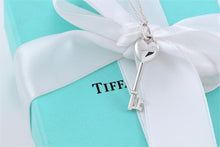 Load image into Gallery viewer, Tiffany &amp; Co. Silver Small Diamond Heart Key Pendant Necklace
