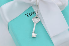 Load image into Gallery viewer, Tiffany &amp; Co. Silver Small Diamond Heart Key Pendant Necklace
