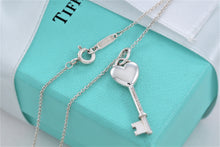 Load image into Gallery viewer, Tiffany &amp; Co. Silver Small Diamond Heart Key Pendant Necklace
