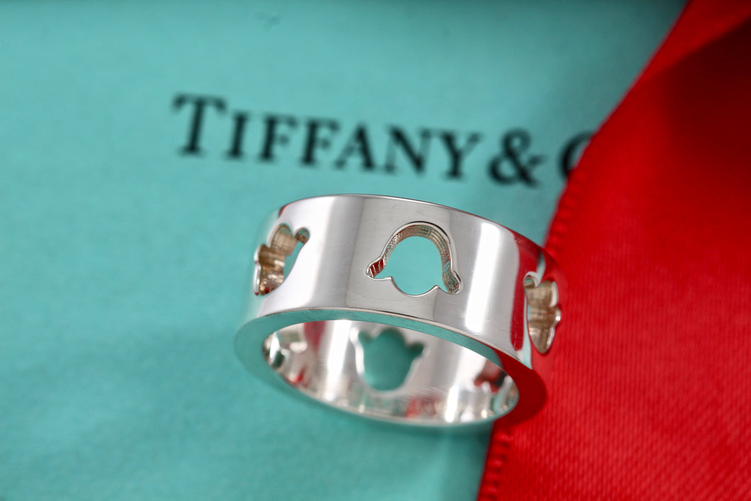 Tiffany & Co. Nature Silver Flower Tulip Cutout Band Ring Sz. 5.5