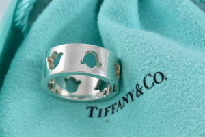 Tiffany & Co. Nature Silver Flower Tulip Cutout Band Ring Sz. 5.5