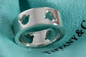 Tiffany & Co. Nature Silver Flower Tulip Cutout Band Ring Sz. 5.5