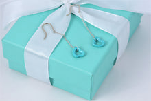 Load image into Gallery viewer, Tiffany &amp; Co. Elsa Peretti Silver Turquoise Open Heart Dangling Earrings
