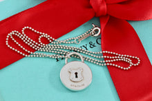 Load image into Gallery viewer, Tiffany &amp; Co. Silver Keyhole Circle Padlock Pendant Beaded Chain Necklace
