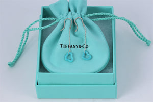 Tiffany & Co. Elsa Peretti Silver Turquoise Open Heart Dangling Earrings