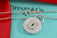 Load image into Gallery viewer, Tiffany &amp; Co. Silver Keyhole Circle Padlock Pendant Beaded Chain Necklace
