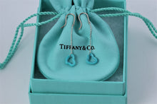Load image into Gallery viewer, Tiffany &amp; Co. Elsa Peretti Silver Turquoise Open Heart Dangling Earrings

