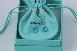 Tiffany & Co. Elsa Peretti Silver Turquoise Open Heart Dangling Earrings