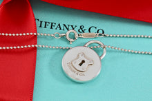 Load image into Gallery viewer, Tiffany &amp; Co. Silver Keyhole Circle Padlock Pendant Beaded Chain Necklace
